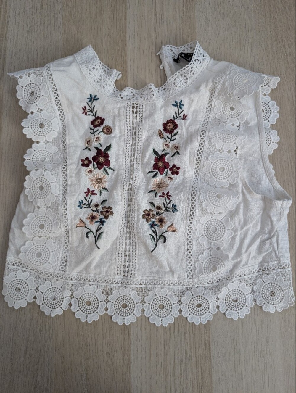 White Embroidered Crochet Lace Blouse